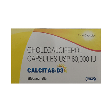 Calcitas  -D3 Soft Gelatin Capsule from Intas for Bone, Joint and Muscle Care