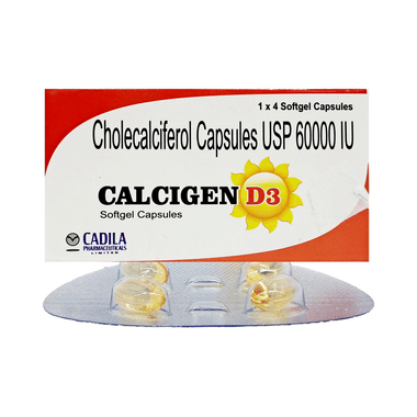 Calcigen D3 Softgel Capsule from Cadila for Bone Health and Muscle Fatigue